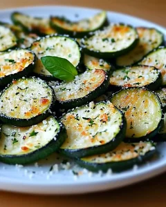 Knusprige Parmesan-Zucchini-Scheiben auf einem Teller