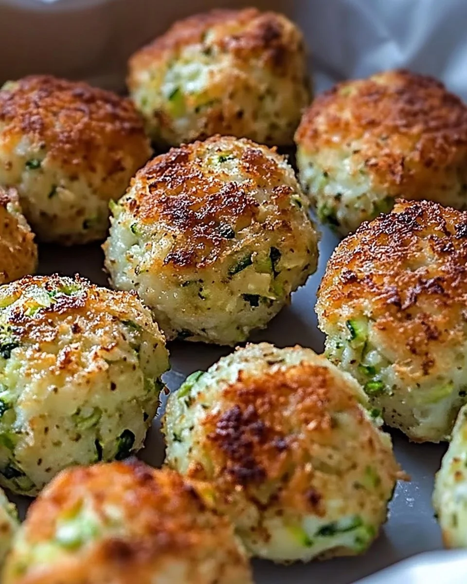 Knusprige Zucchini-Feta-Bällchen frisch aus dem Ofen