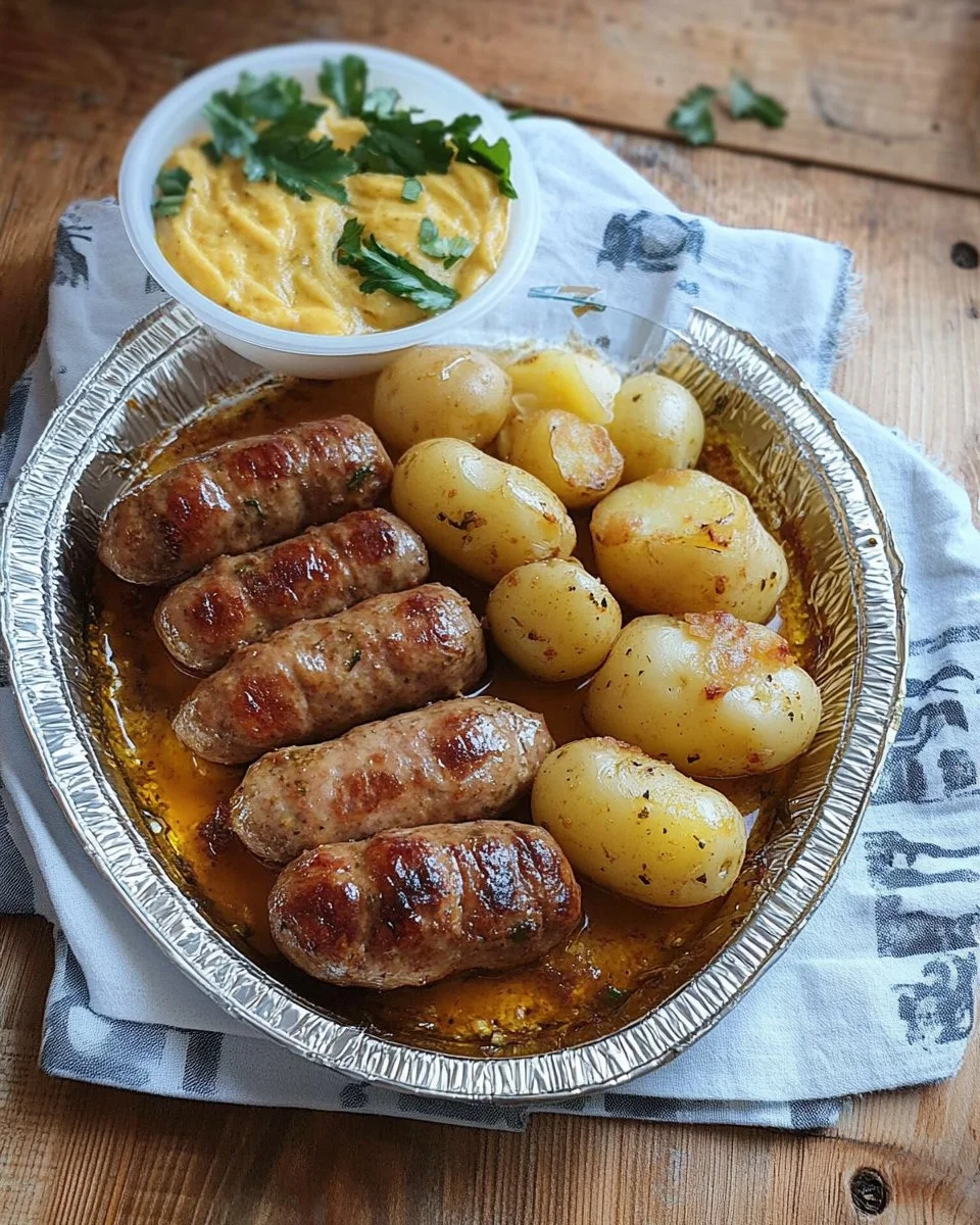 Kohlrouladen mit Frikadellen und Kartoffeln auf einem Teller serviert.