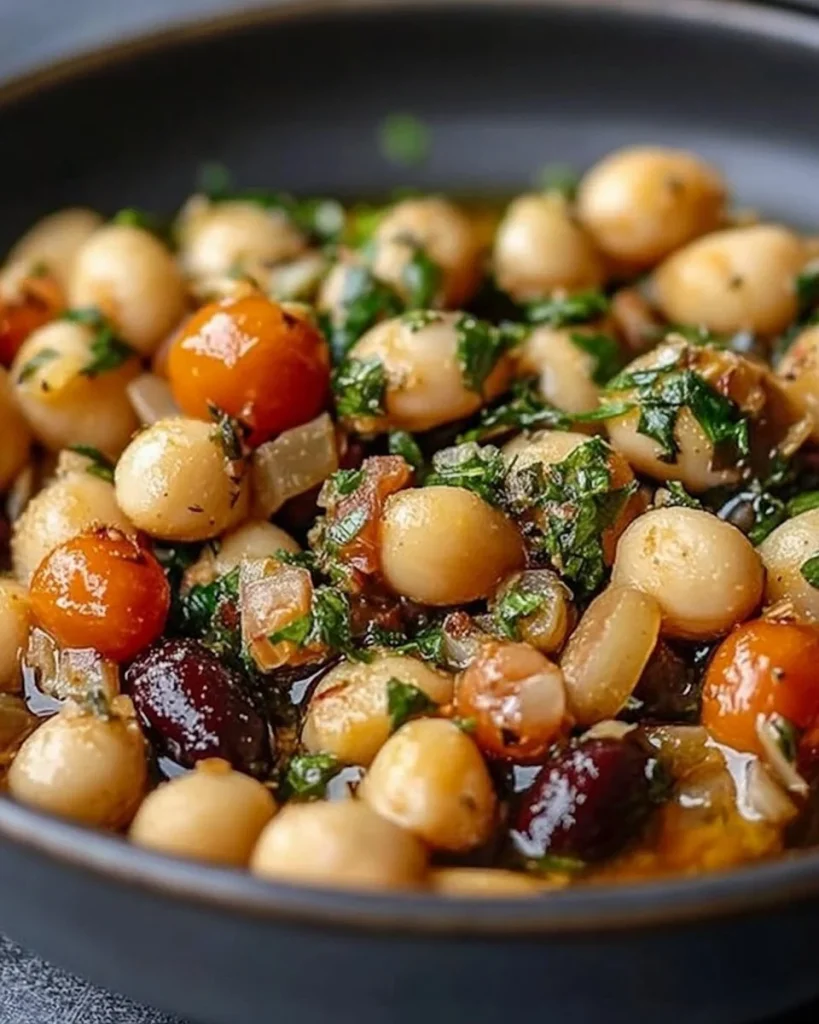 Mediterranes Gericht mit Kichererbsen - gesunde und einfache One-Pan Rezept