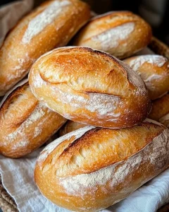 Frische Mini Baguette-Brötchen auf einem Holzbrett