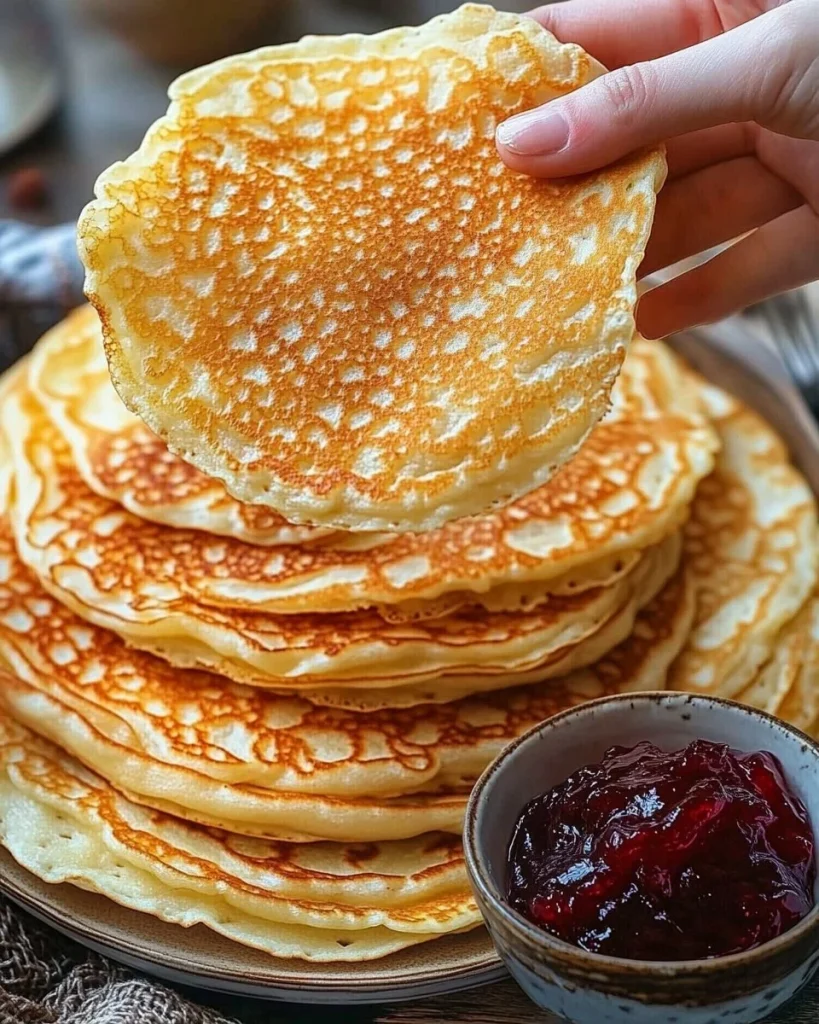 Fluffige Omas Pfannkuchen, perfekt für ein köstliches Frühstück oder Dessert.