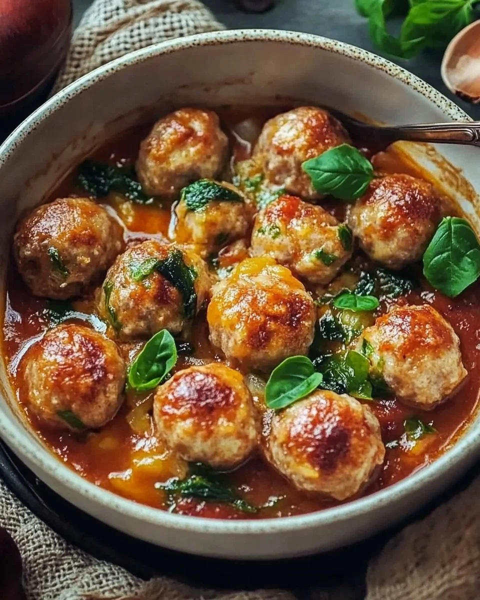 Rosenkohleintopf mit Hackbällchen serviert in einer Schüssel