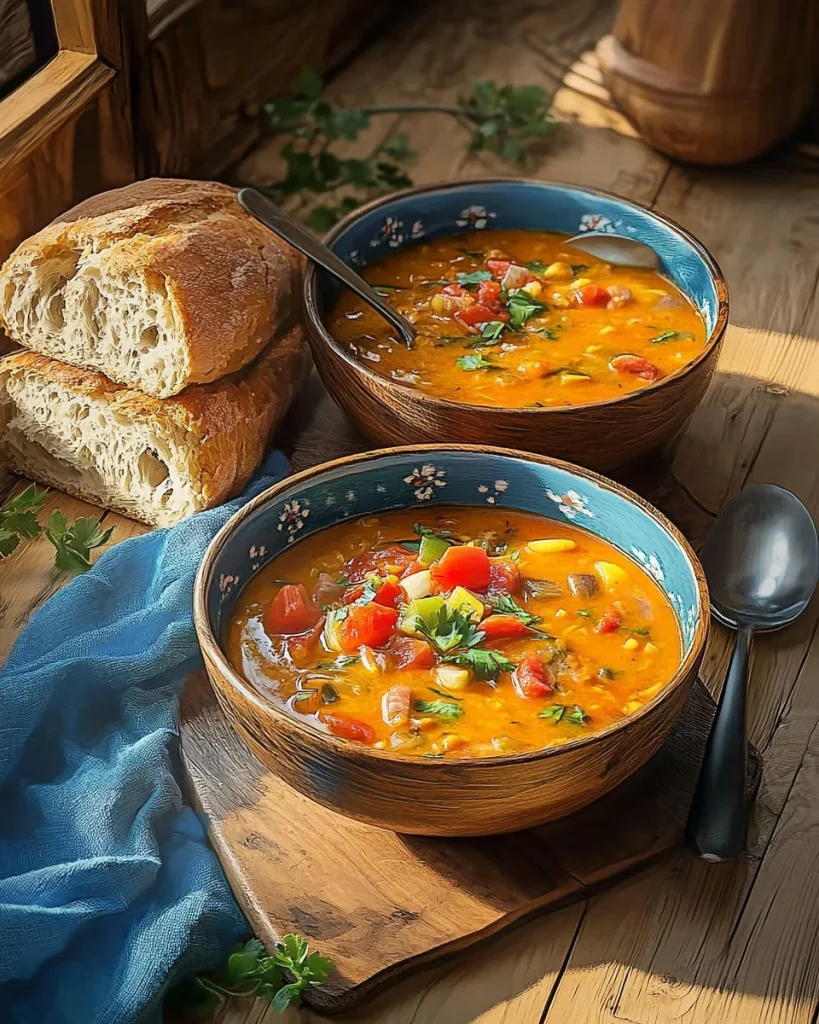 Schnelle Pizzasuppe mit frischen Zutaten und Käse