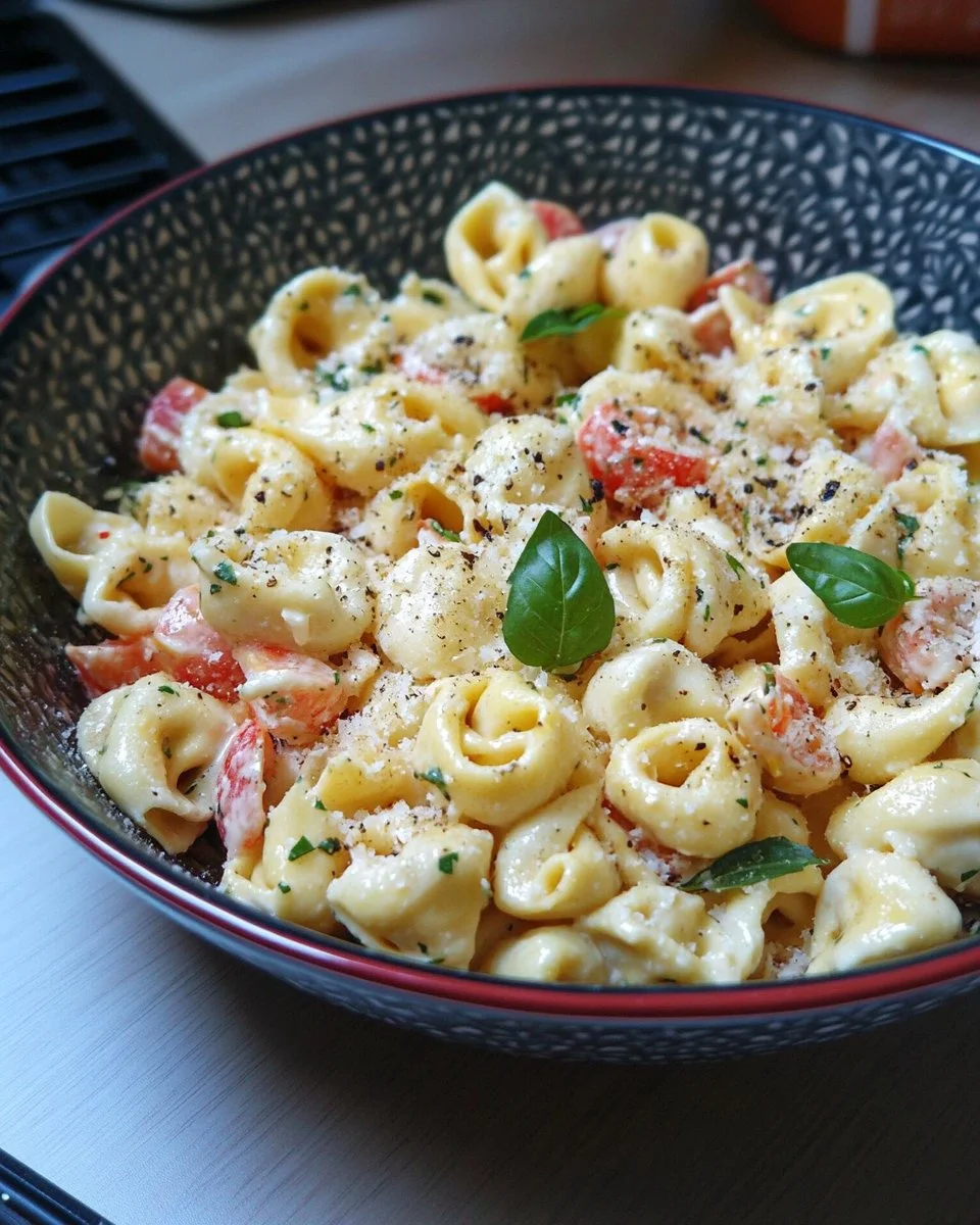 Schneller Tortellini-Salat für Grillpartys in einer Schüssel