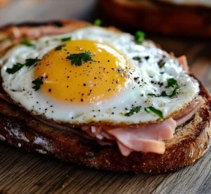 Strammer Max - ein traditionelles deutsches Frühstück mit Schinken und Ei