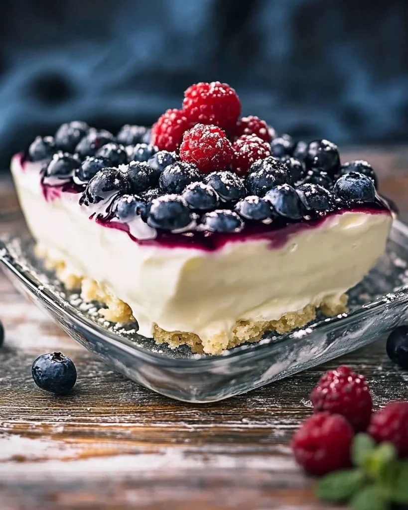 Süßer cremiger Blaubeerkuchen ohne Backen mit frischen Blaubeeren