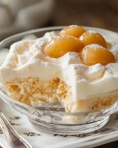 Süßer Pfirsich mit knusprigem Boden und weicher Creme zum Genießen