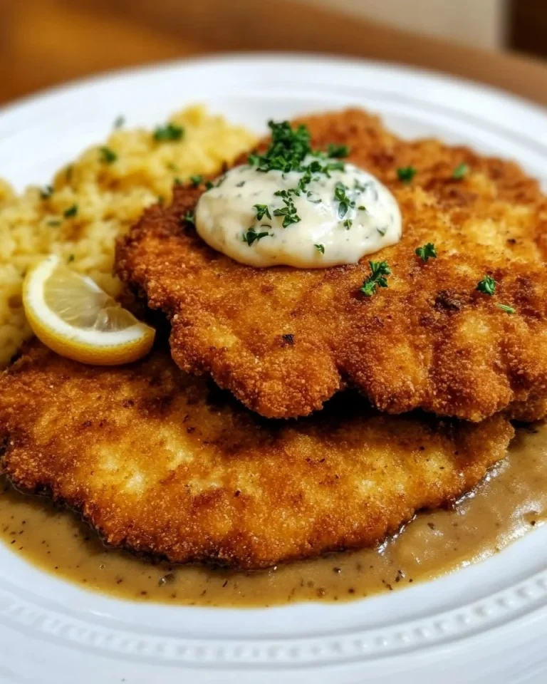 Traditionelles Rahmschnitzel mit cremiger Sauce und zartem Fleisch