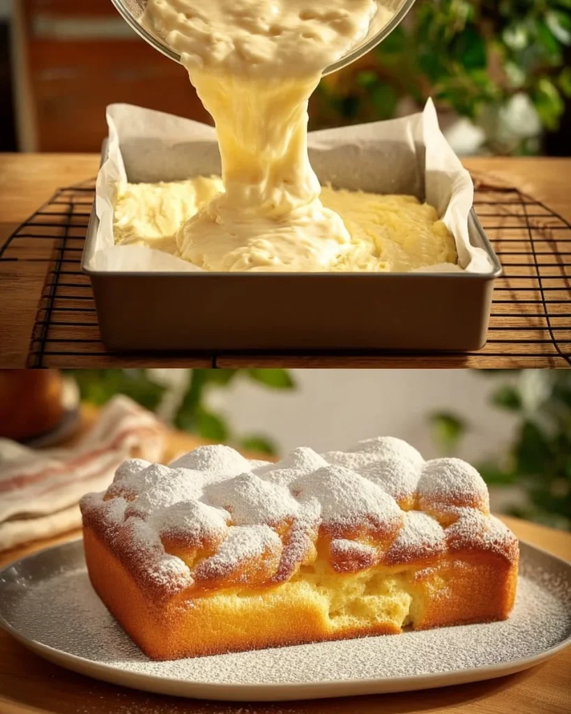 Apfelkuchen mit Vanillepudding auf einem Teller serviert