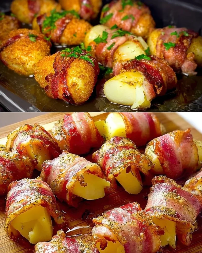 Eingewickelte Kartoffeln mit Speck - leckeres Rezept für eine herzhafte Mahlzeit.