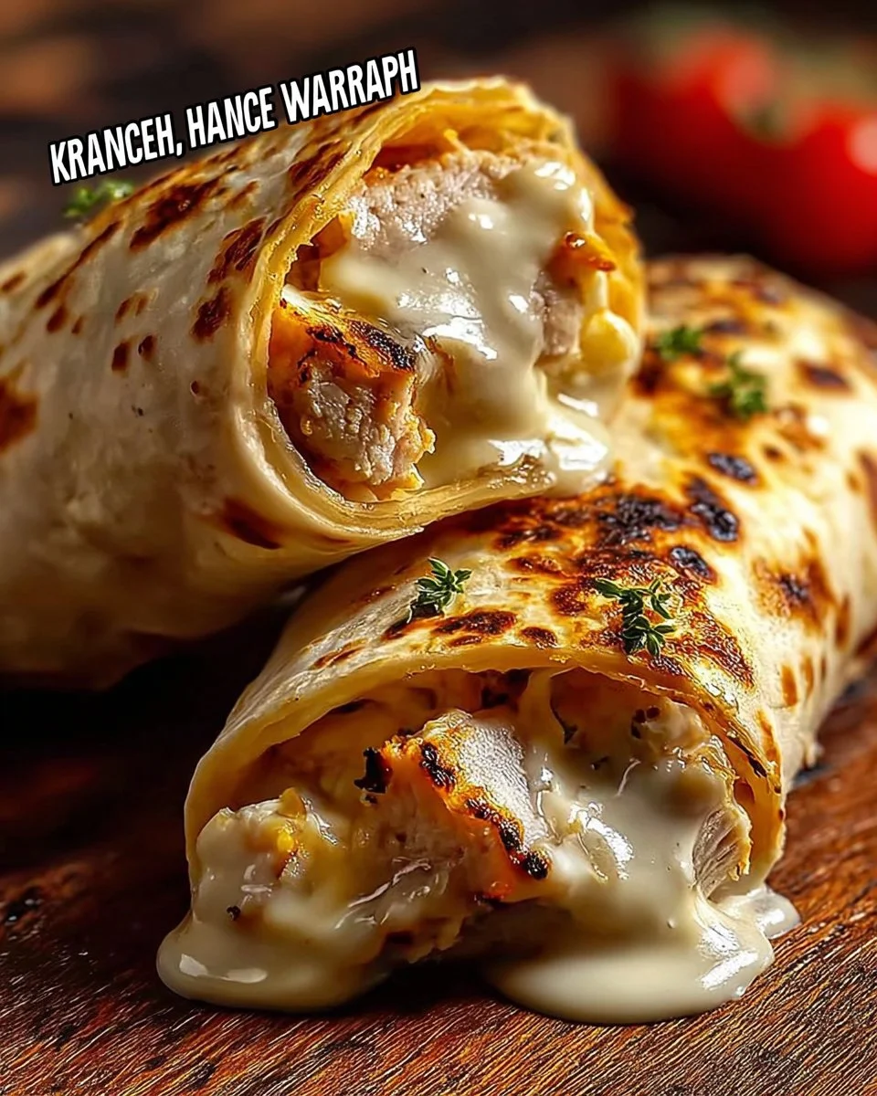 Käse-Knoblauch-Hähnchen-Wraps auf einem Teller serviert