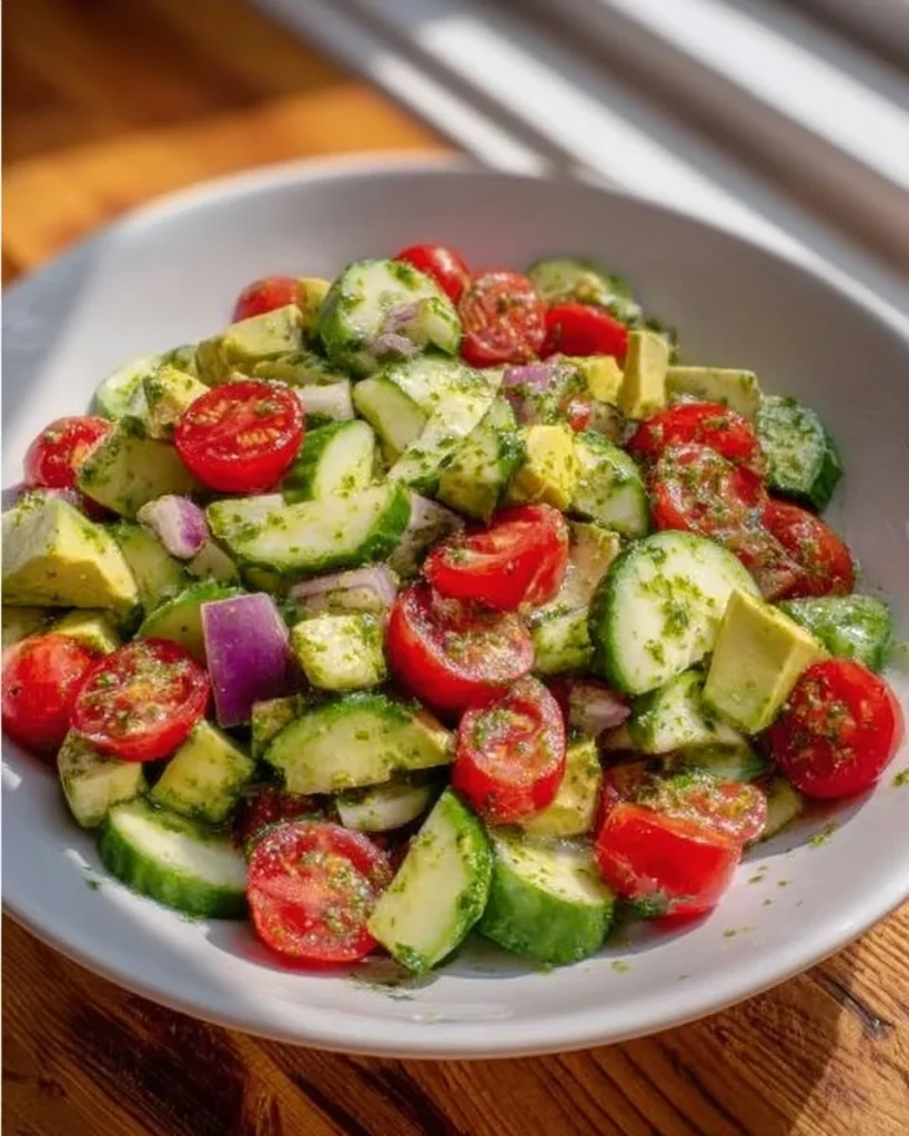 Leckerer, bunter Salat mit frischen Zutaten und Dressing