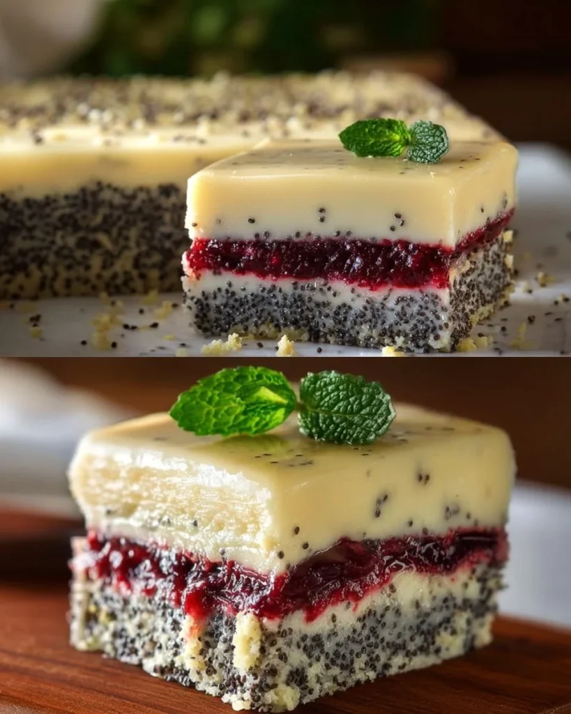 Leckerer Mohn-Kirsch-Kuchen mit saftigen Kirschen und feinem Mohn