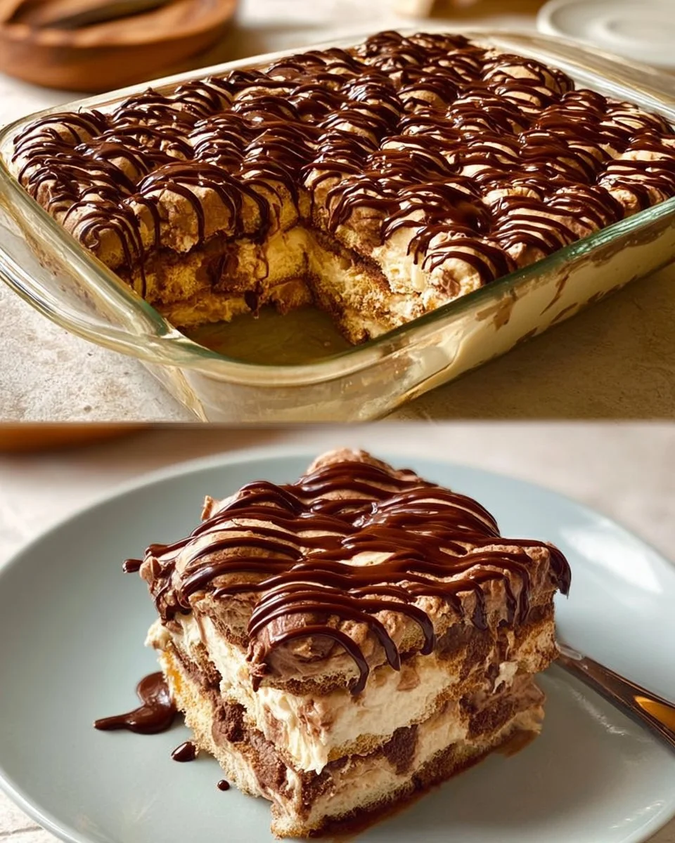 Leckeres Nutella-Tiramisu Dessert mit Schichten von Mascarpone und Schokolade