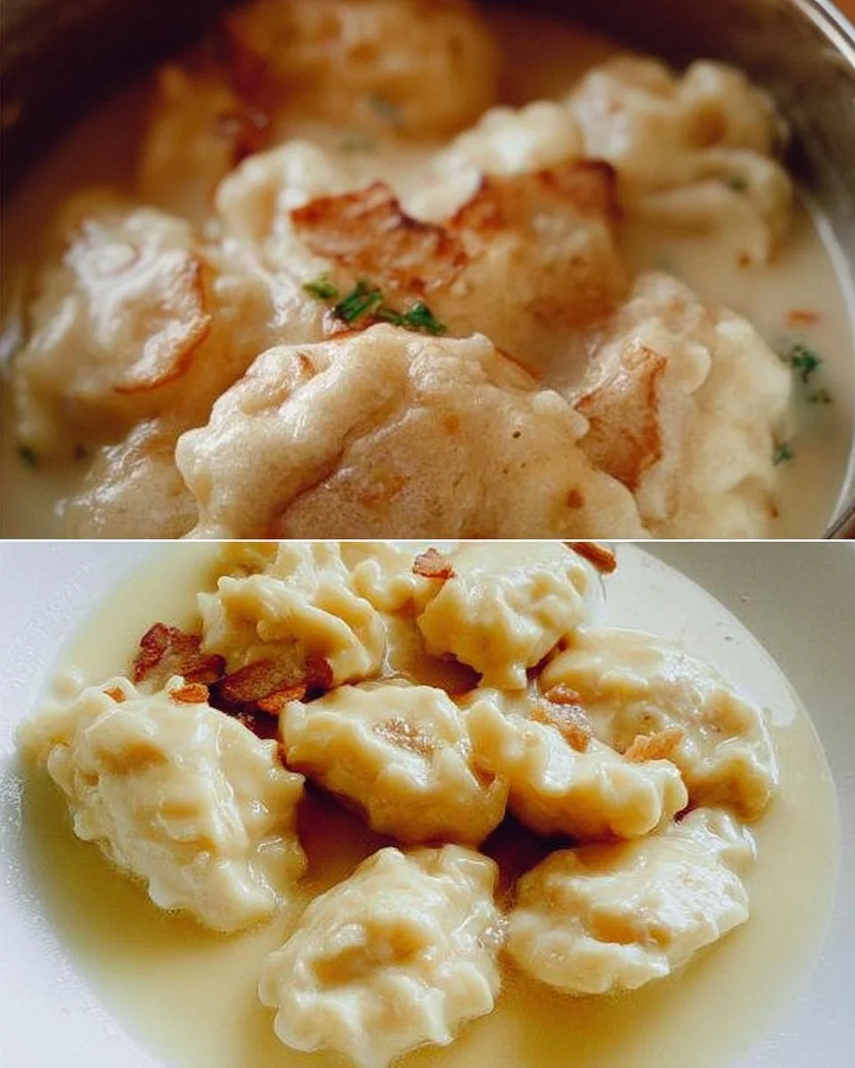 Traditionelle Omas Mehlklöße auf einem Teller serviert