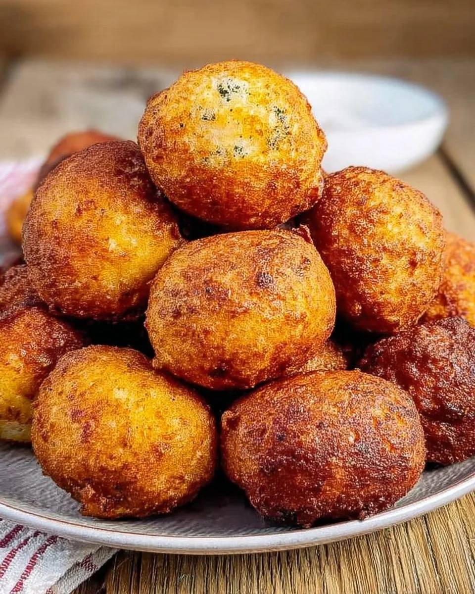 Leckere Quarkbällchen auf einem Teller, frisch gebacken