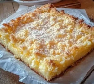 Schneller Streuselkuchen mit Vanillepudding in einer Backform