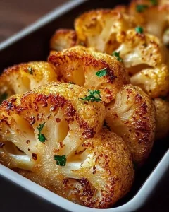 Gebackener Blumenkohl im Ofen mit Gewürzen serviert