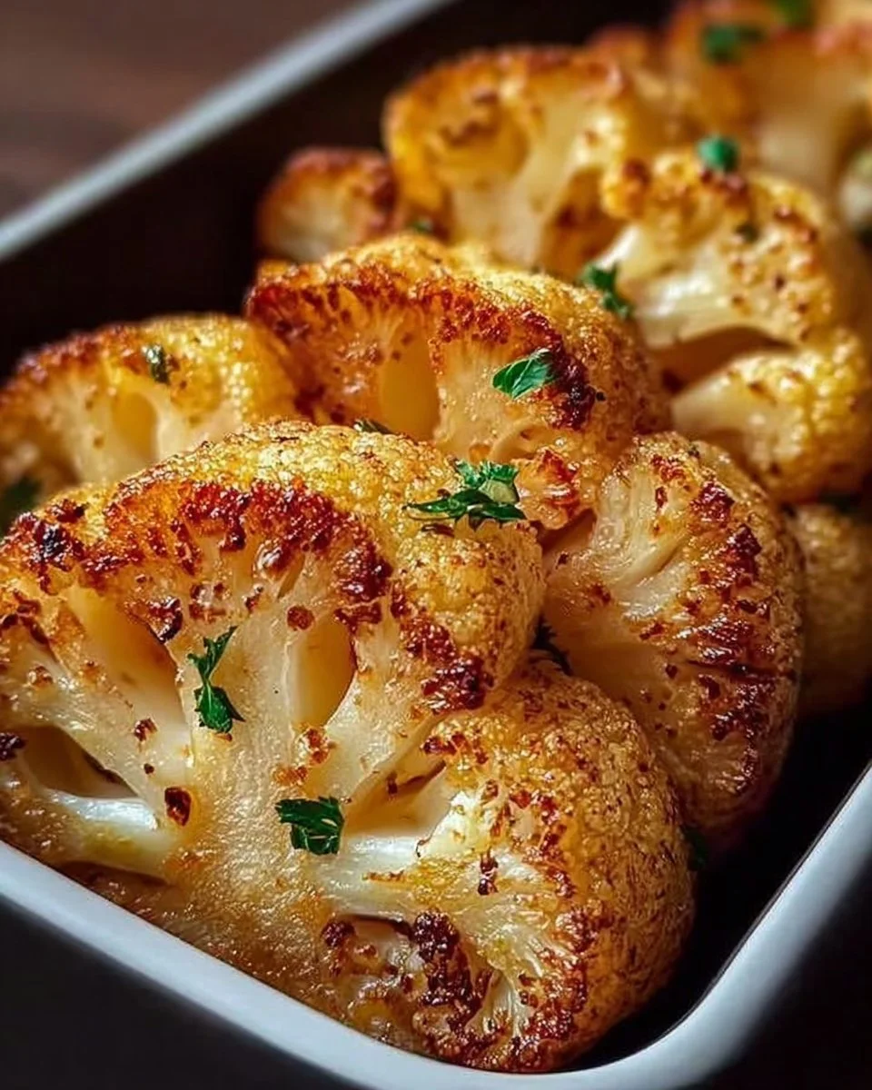 Gebackener Blumenkohl im Ofen mit Gewürzen serviert