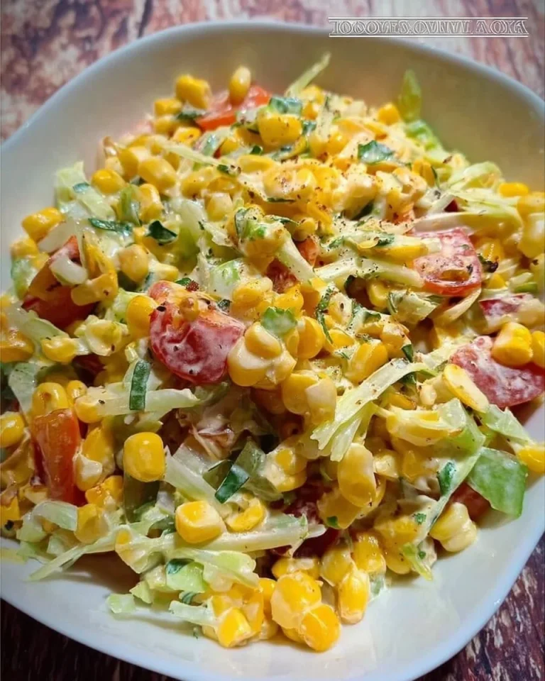 Bunter Maissalat mit frischem Gemüse und aromatischen Zutaten.