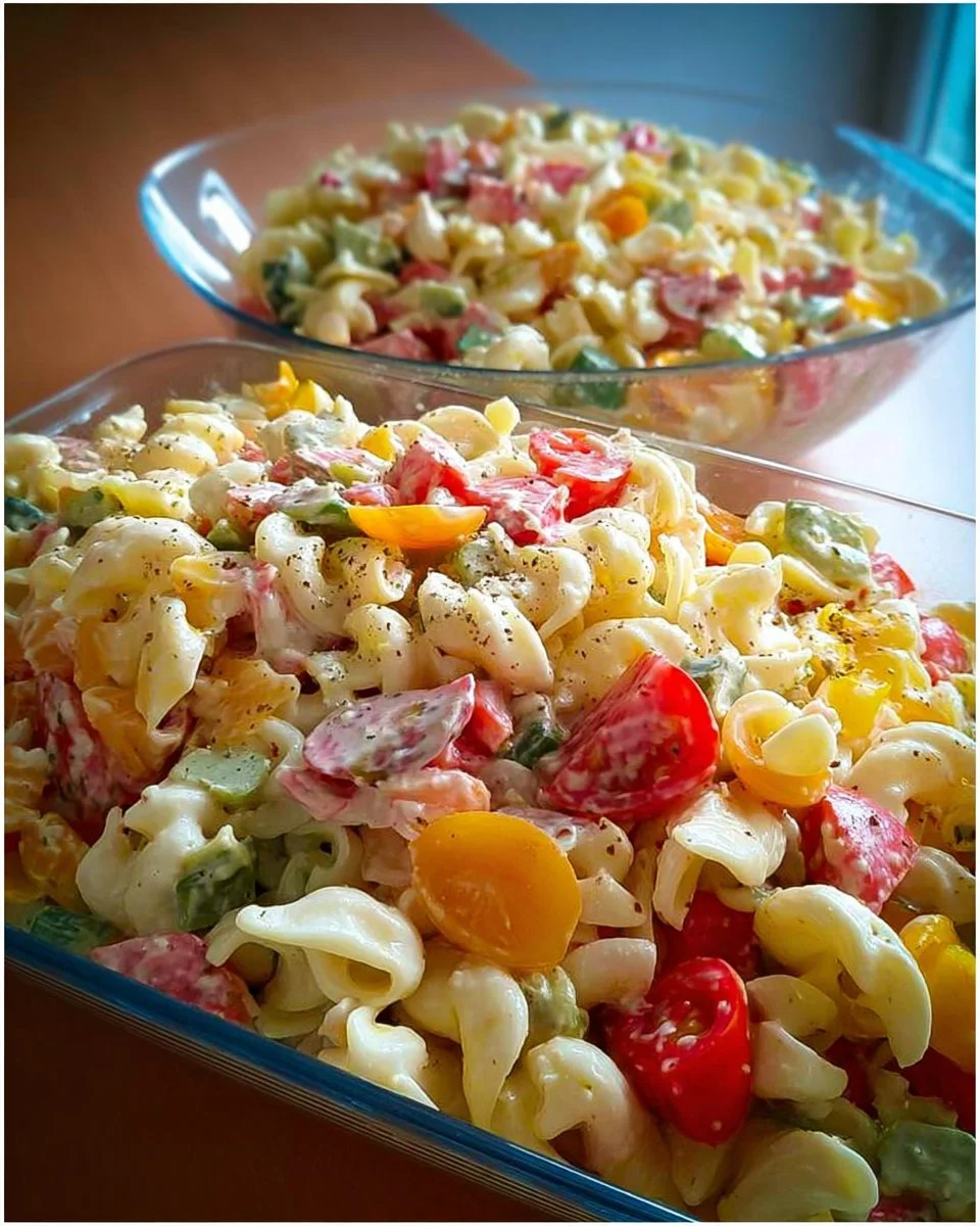 Bunter Nudelsalat mit frischem Gemüse und Pasta