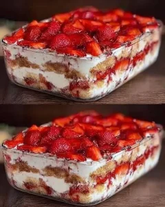 Leckeres Erdbeer Tiramisu mit frischen Erdbeeren und Mascarpone