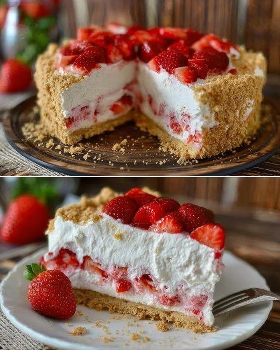 Erdbeerkuchen ohne Backen mit frischen Erdbeeren und leckerer Creme