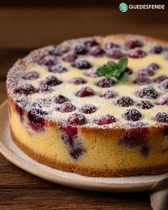 Finnischer Blaubeerkuchen mit saftigen Blaubeeren und zartem Teig