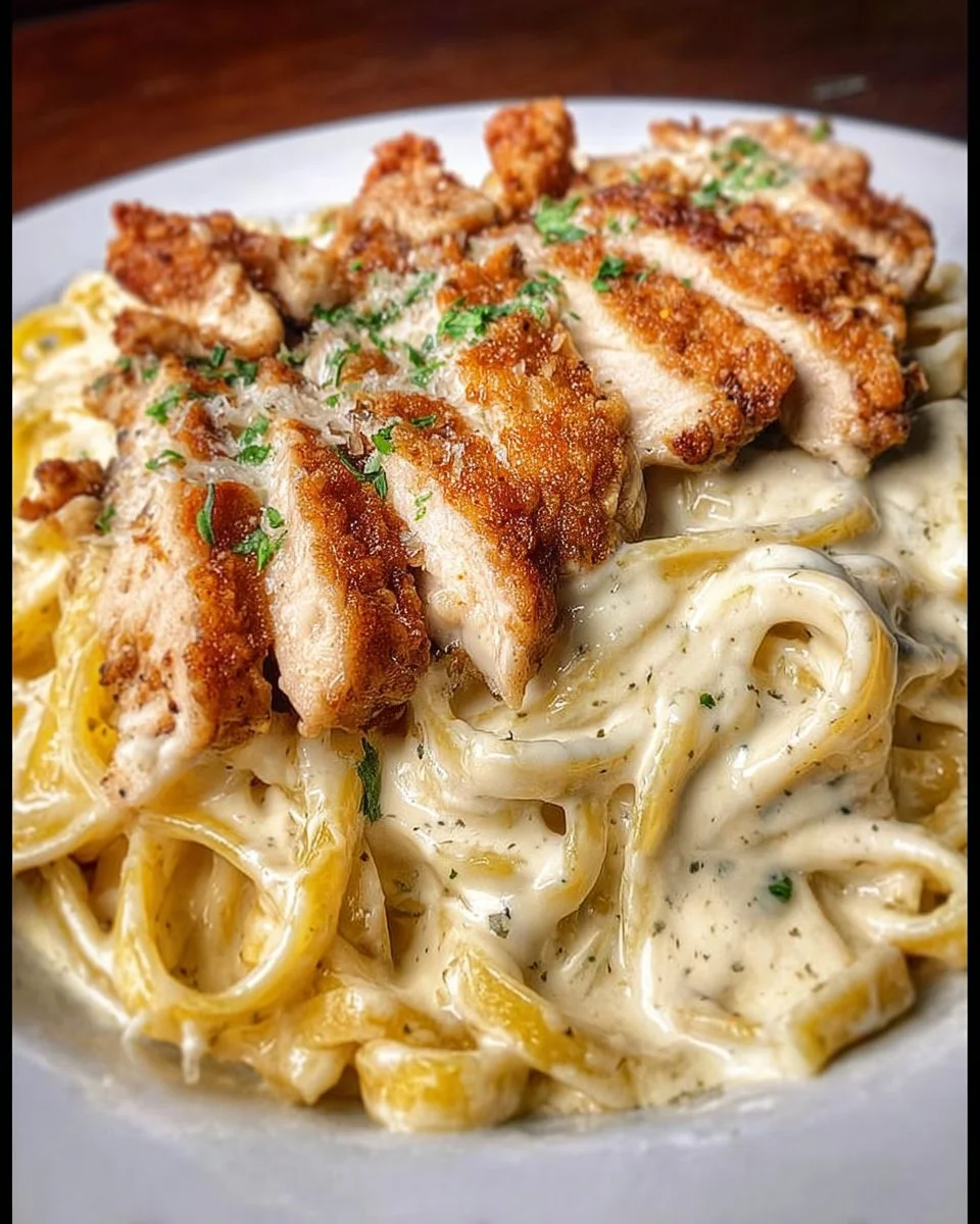 Hähnchen Alfredo mit Fettuccine, cremige Pasta mit zartem Hähnchenfleisch