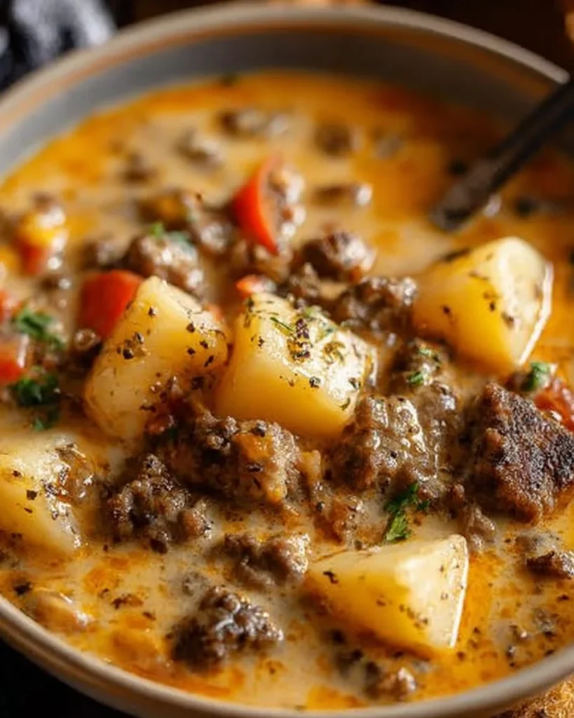 Schüssel mit Hamburger Suppe, herzhaftes Rezept mit frischen Zutaten.