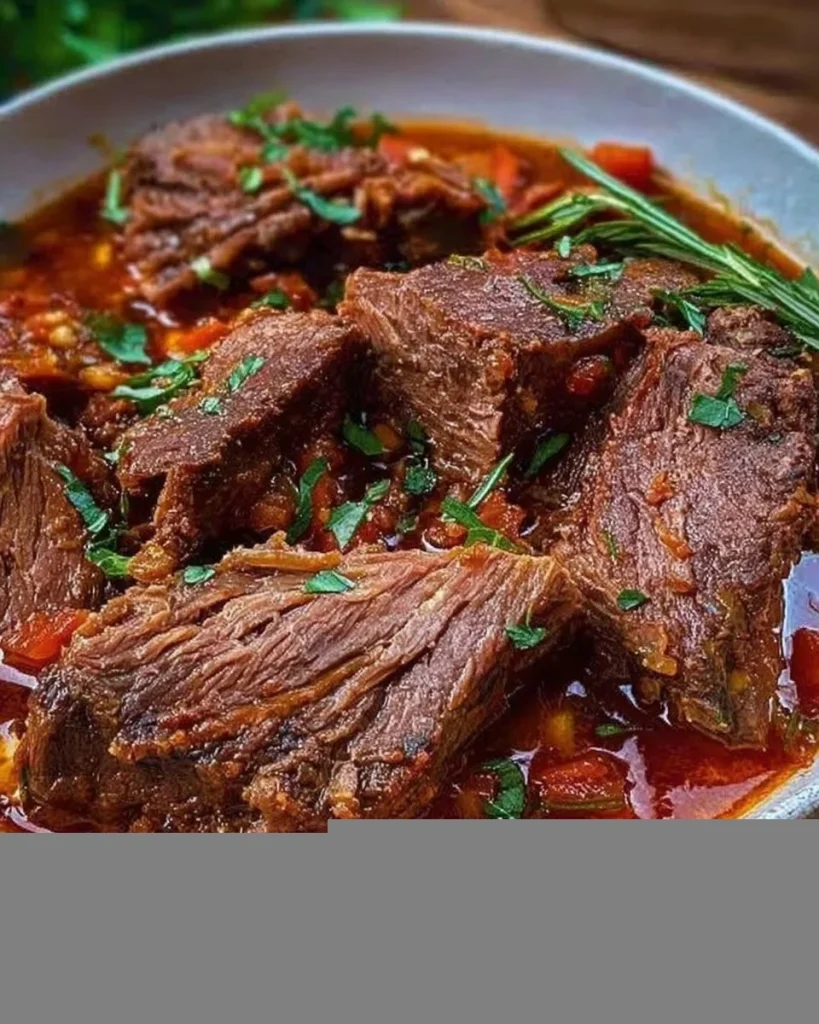 Italienischer Schmorbraten mit Knoblauch, ein köstliches und herzhaftes Gericht