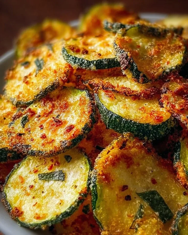 Knoblauch-Zucchini-Chips auf einem Teller als gesunder Snack