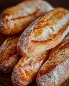 Leckere Mini Baguette-Brötchen auf einem Holzbrett