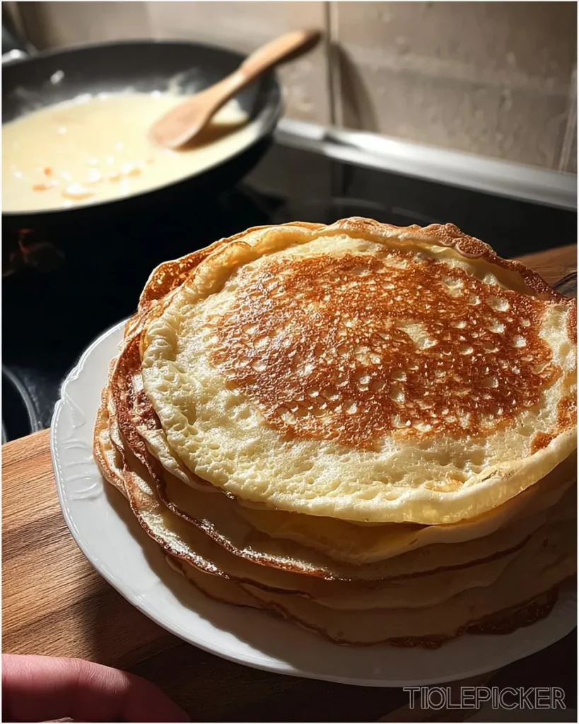 Leckere Pfannkuchen auf einem Teller mit frischen Früchten garniert