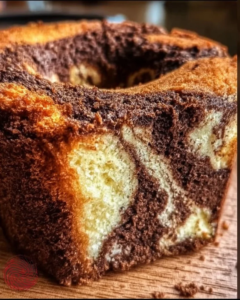 Saftiger Marmorkuchen mit Schokoladen- und Vanillegeschmack auf einem Teller