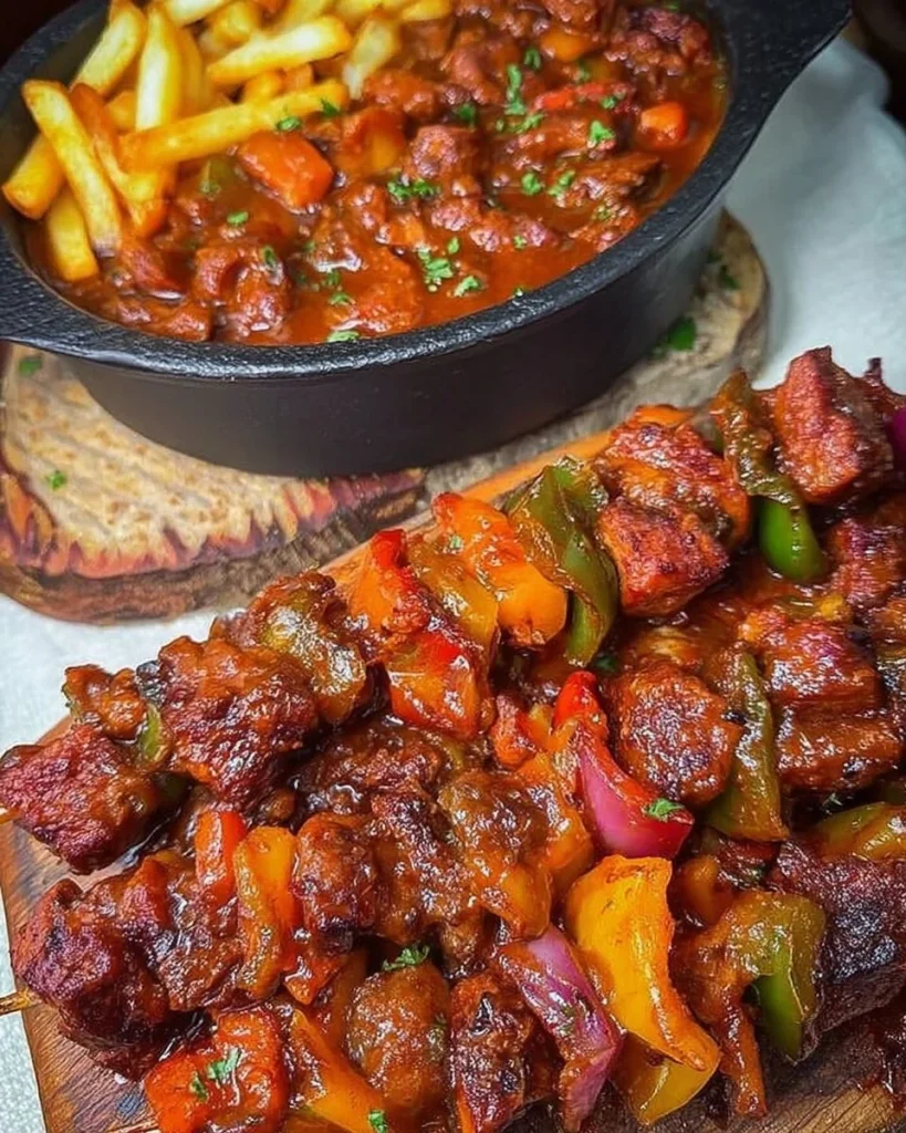 Leckere Schaschliktopf nach einem Rezept aus dem Backofen