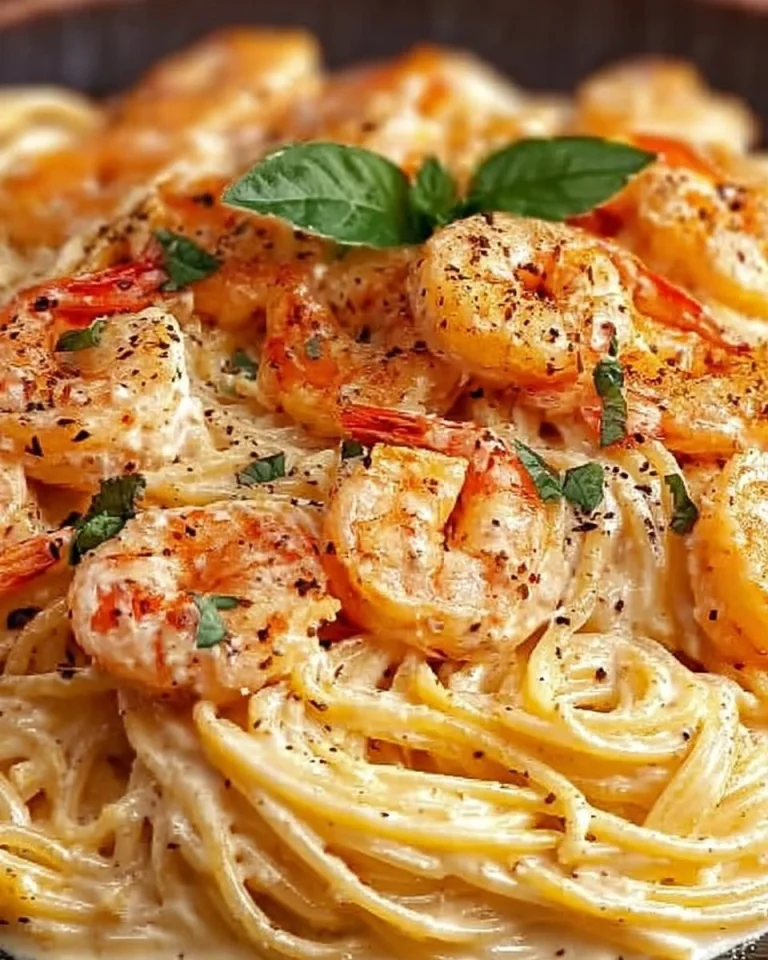 Spaghetti mit Garnelen in cremiger Frischkäse-Sauce