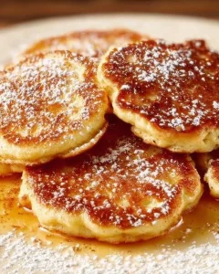 Leckere Apfel-Pfannkuchen auf einem Teller