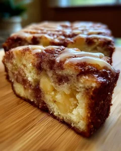 Frischer Apfel Zimt Kuchen mit Zimt und Äpfeln dekoriert.