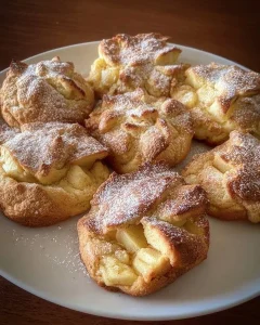 Frisch gebackene Apfel Zimt Küchlein auf einem Teller.