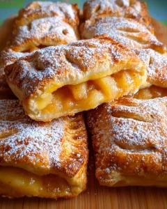 Apfeltaschen mit Eierlikör und saftiger Apfelfüllung auf einem weißen Teller.