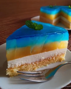 Blaue Hawaii-Torte mit tropischen Aromen und buntem Dekor