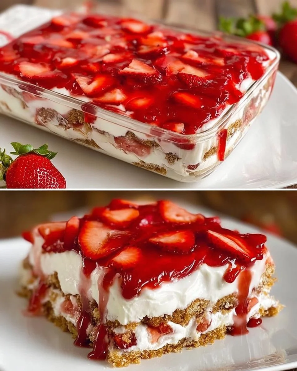 Leckeres Erdbeer Tiramisu mit frischen Erdbeeren und Mascarpone.