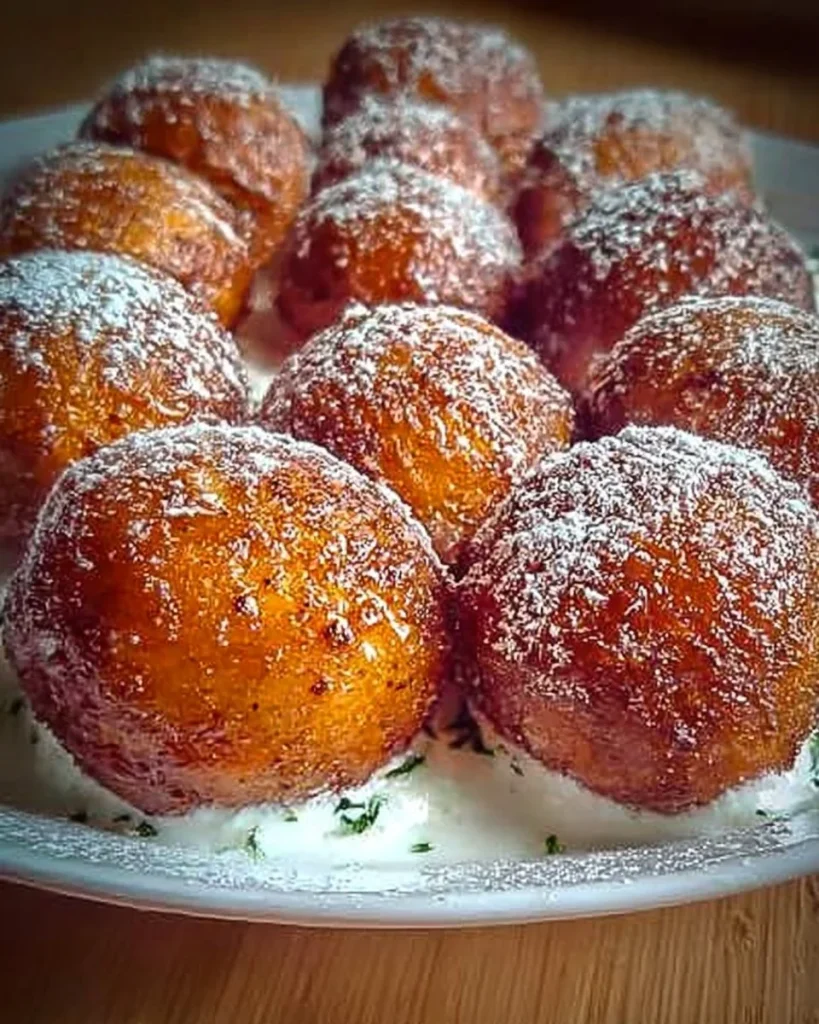 Leckere Quarkbällchen frisch gebacken auf einem Teller