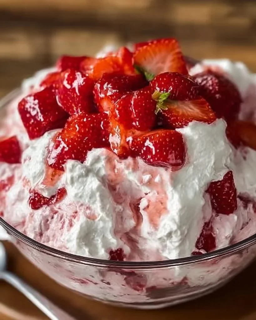 Erdbeer Dessert mit Joghurt serviert in einer Schüssel