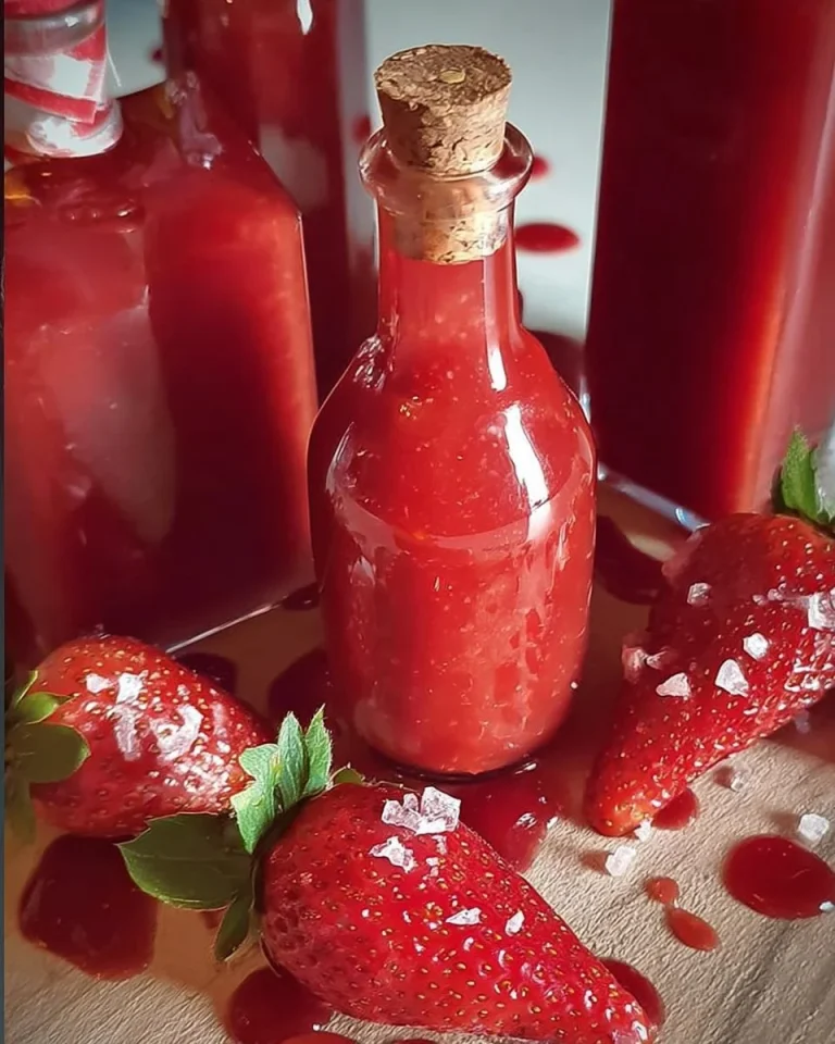 Selbstgemachter Erdbeerlimes in einem Glas mit frischen Erdbeeren