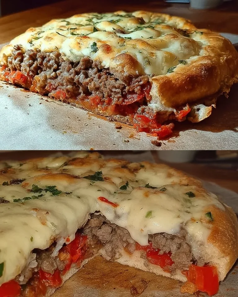 Fladenbrot mit Hackfleisch aus dem Backofen, serviert mit frischen Zutaten