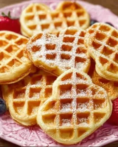 Fluffige Waffeln wie bei Oma auf einem Teller serviert