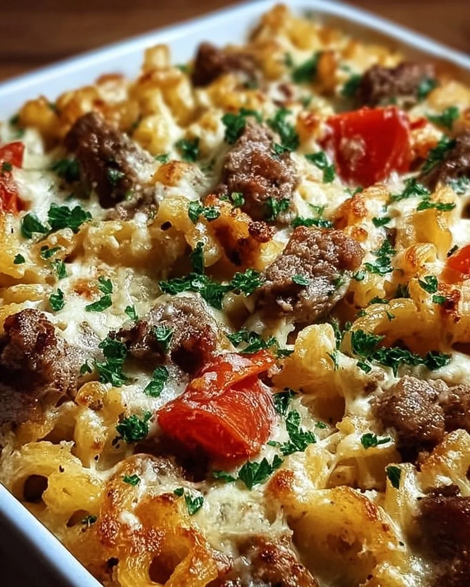 Leckeres Gyros-Spätzle-Auflauf aus dem Ofen, herzhaft und einfach zuzubereiten.